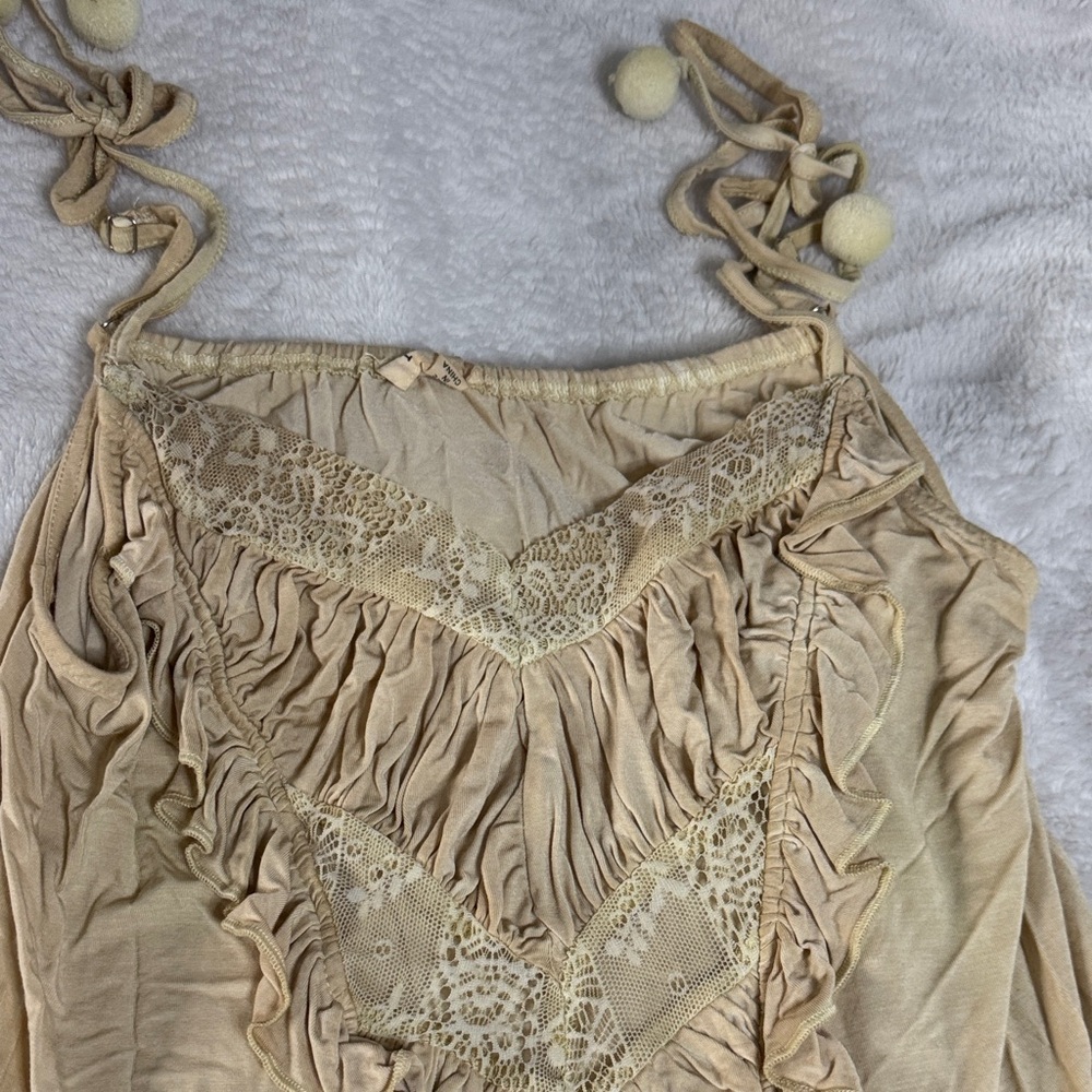 POL Cream Lace Ruffle Tie-Shoulder Tank Top - Picture 3 of 4
